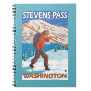 Caderno Espiral Skier Carregando agora Skis - Stevens Pass, WA