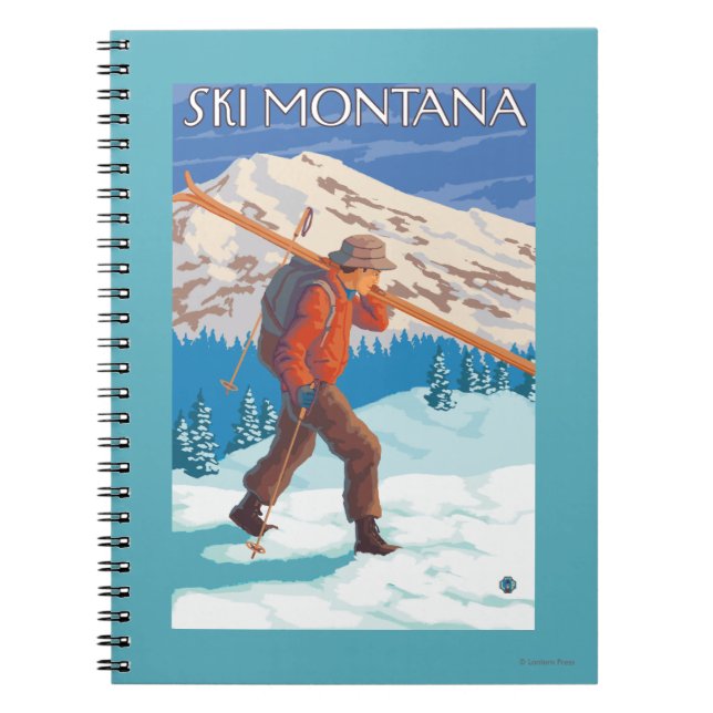 Caderno Espiral Skier Carregando Snow Skis - Montana (Frente)