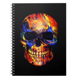 CADERNO ESPIRAL SKULL NEON PINT ABSTRATO