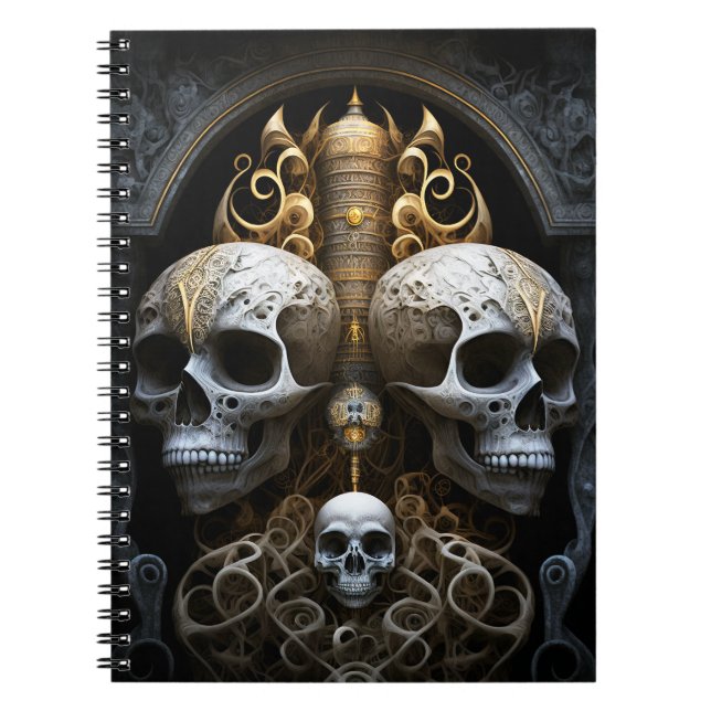 Caderno Espiral Skulls Gótica Horror Gótico Arte Surreal (Frente)