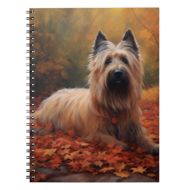 Caderno Espiral Skye Terrier no outono deixa cair inspiração (Frente)