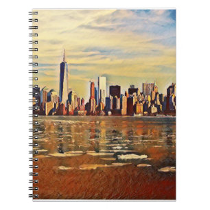 Caderno Espiral Skyline abstrato Nova York 