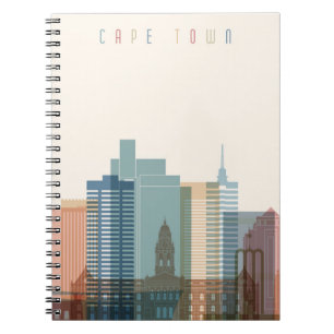 Caderno Espiral Skyline da cidade de Cape Town, África  