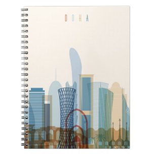 Caderno Espiral Skyline da cidade de Doha, Qatar