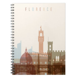 Caderno Espiral Skyline da cidade de Florença, Italia