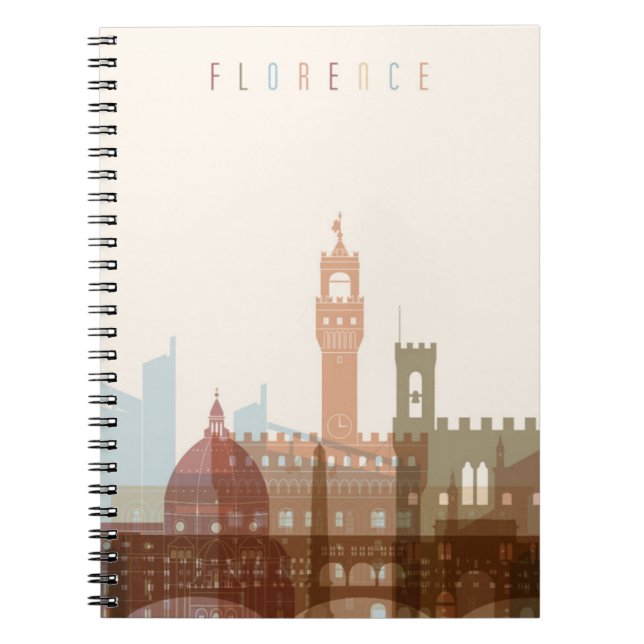 Caderno Espiral Skyline da cidade de Florença, Italia | (Frente)