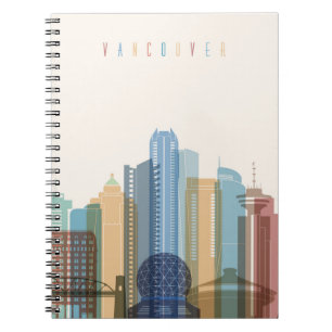 Caderno Espiral Skyline da cidade de Vancôver, Canadá  