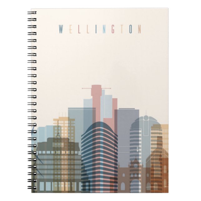 Caderno Espiral Skyline da cidade de Wellington, Nova Zelândia | (Frente)