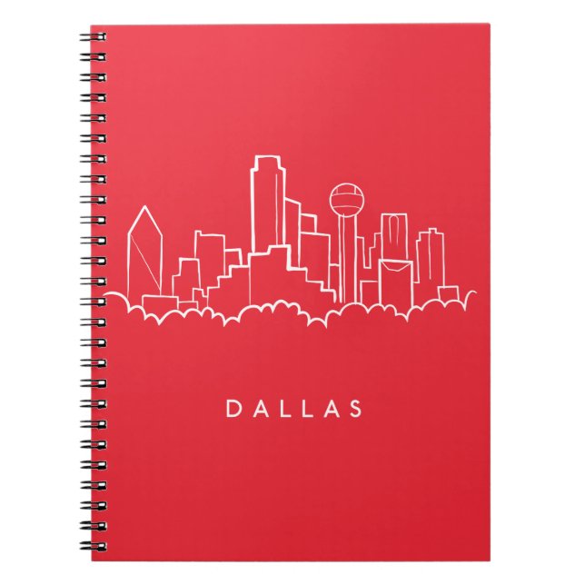 Caderno Espiral Skyline de Dallas Texas (Frente)