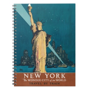 Caderno Espiral Skyline do Nova Iorque Viagens vintage Liberty