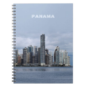 Caderno Espiral Skyline do Panamá (texto personalizável)
