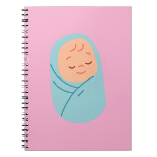 Caderno Espiral Sleeping Baby Swaddled in Blue