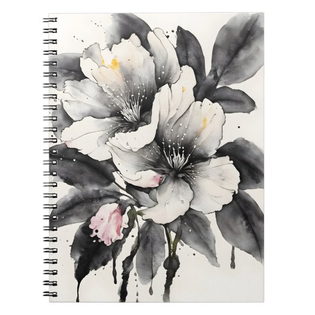 Caderno Espiral Slipério de Darwin - Flores em aquarela (Frente)