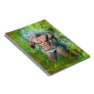 Caderno Espiral SlipperyJoe's homem adulto altamente musculoso sem