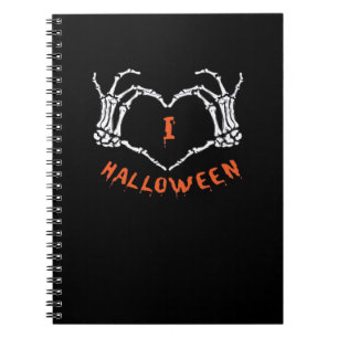 Caderno Espiral Slogan Halloween. Gesto Cardíaco Feito De Esquelet