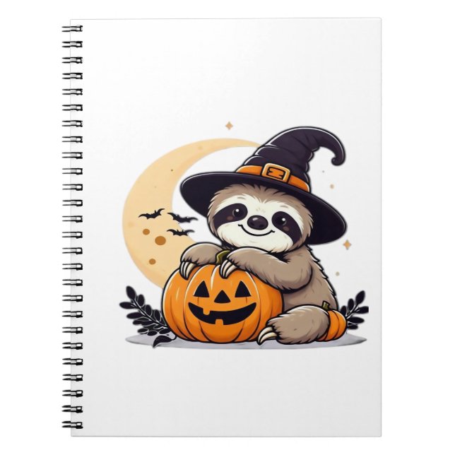 Caderno Espiral Sloth Halloween Motif Clássico T-Shirt (Frente)