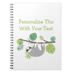 Caderno Espiral Sloth Personalizada de Divertimento de Texto
