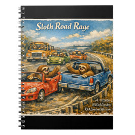 Caderno Espiral Sloth Road Rage – Rockwell‑Inspired Watercolor Car
