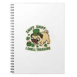 Caderno Espiral Smelling Treasure Pug St.Patrick's Day