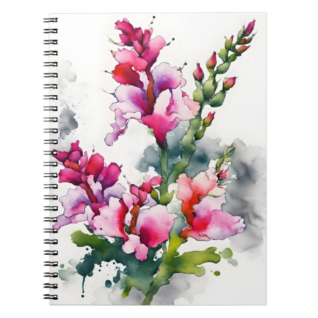 Caderno Espiral Snapdragon - Flores aquarela (Frente)