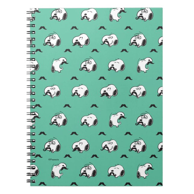 Caderno Espiral Snoopy Mustaches & Teal Patterno (Frente)