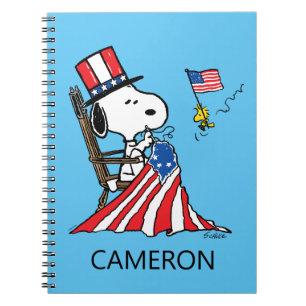 Caderno Espiral Snoopy Sewing 4 de julho Flag