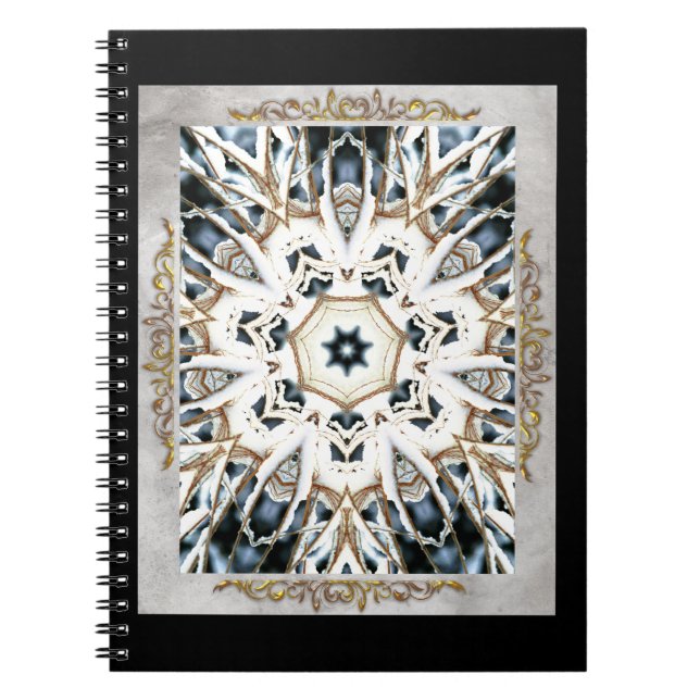Caderno Espiral Snow Web com Flouramento Dourado (Frente)