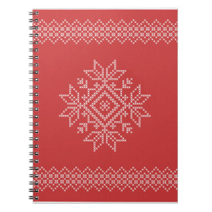 Caderno Espiral Snowflake cruzando ponto vermelho feriado de Natal