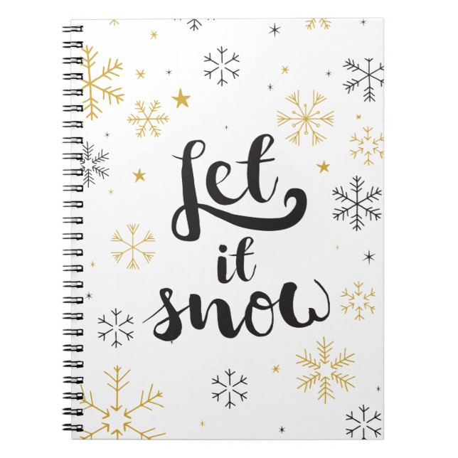 Caderno Espiral Snowflake Doodles Gráficos de Natal (Frente)