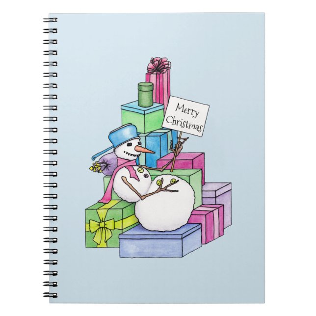Caderno Espiral Snowman a arrefecer em presentes (Frente)