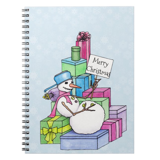 Caderno Espiral Snowman a arrefecer em presentes (Frente)