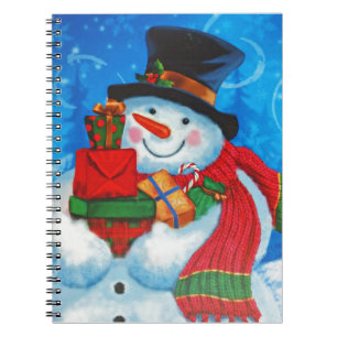Caderno Espiral Snowman a carregar presentes