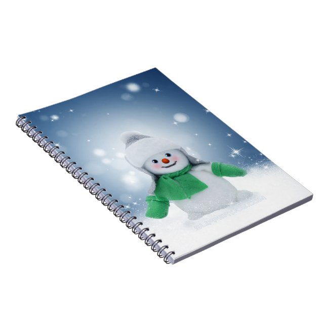 Caderno Espiral Snowman de inverno de Natal SlipperyJoe echarme (Lado Direito)