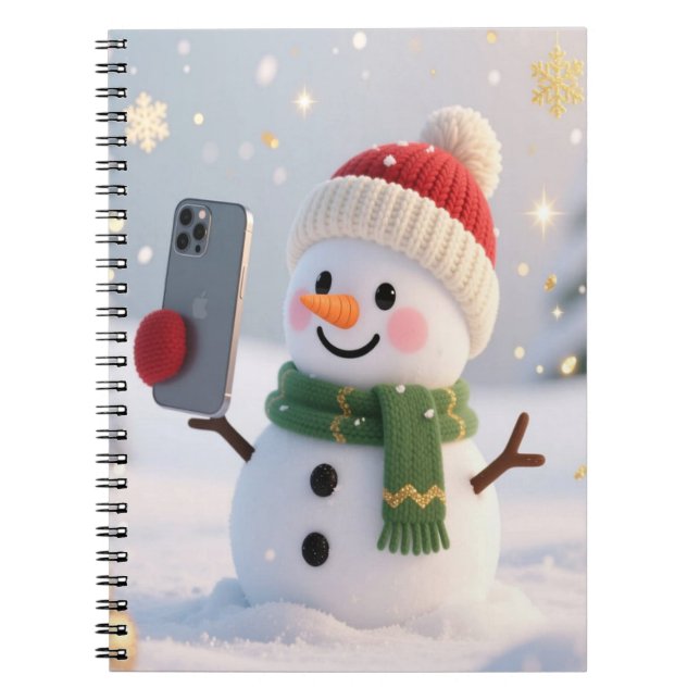Caderno Espiral Snowman Selfie Spiral Photo Notebook (Frente)