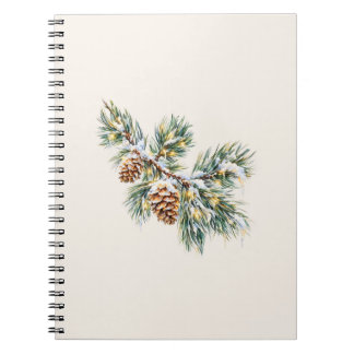 Caderno Espiral Snowy Pine Branch