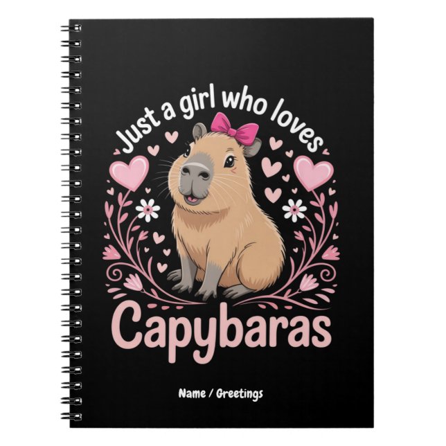 Caderno Espiral Só uma garota que ama Capybaras Engraçado Presente (Frente)