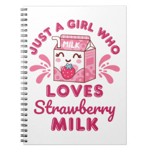Caderno Espiral Só uma garota que ama leite de morango Kawaii