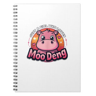 Caderno Espiral Só uma garota que ama Moo Deng Cute Baby Hippo Tan