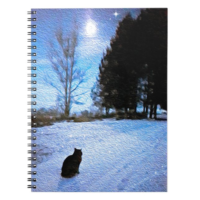 Caderno Espiral Sob uma lua do gato malhado (Frente)