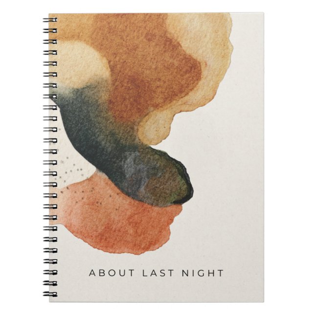 Caderno Espiral Sobre a Última Noite | Aquarela Abstrata Moderna (Frente)