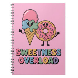 Caderno Espiral Sobrecarga de Doçura | Donut e Sorvete para Crianç