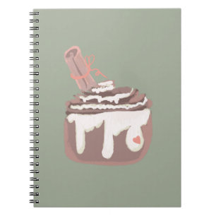 Caderno Espiral Sobremesa de Pão Doce com Canela Arte Desenhada à