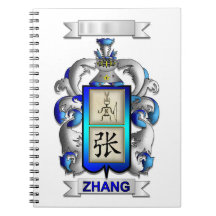 Caderno Espiral Sobrenome Zhang e Escudo