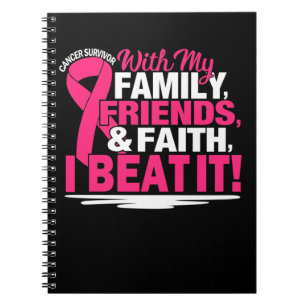 Caderno Espiral sobrevivente de câncer Faith Amigos Família Rosa