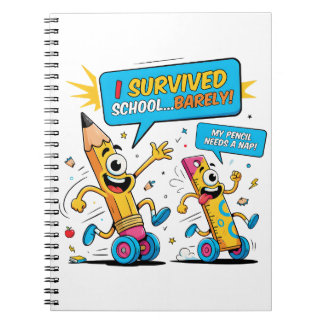 Caderno Espiral Sobreviveu à Aula Lápis Soneca Humor
