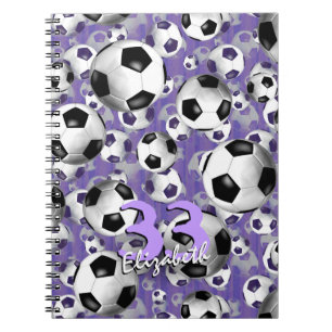 Caderno Espiral Soccer Ballz! púrpura de futebol feminino persona