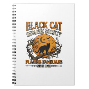 Caderno Espiral Sociedade Humana Black Cat Halloween Lua Cheia Mor