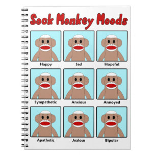 Caderno Espiral Sock Monkey Moods
