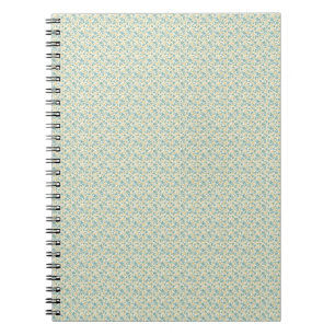 Caderno Espiral Sofisticado Floral em Teal empoeirado e Mostarda d