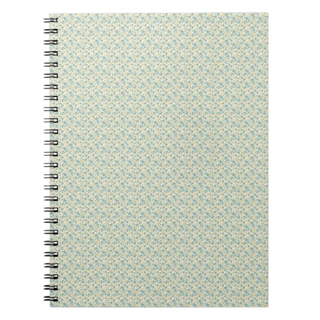 Caderno Espiral Sofisticado Floral em Teal empoeirado e Mostarda d (Frente)